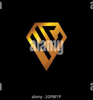 YC logo with golden diamond shape style vector, monogram geometric golden shape style isolated in black background Stock Vector