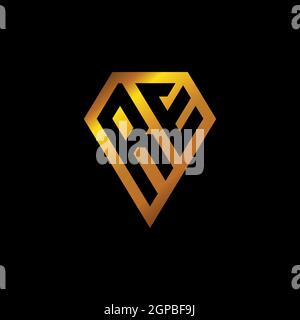 RE logo with golden diamond shape style vector, monogram geometric golden shape style isolated in black background Stock Vector