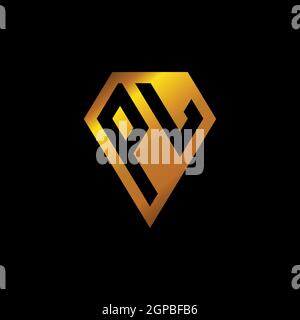PL logo with golden diamond shape style vector, monogram geometric golden shape style isolated in black background Stock Vector
