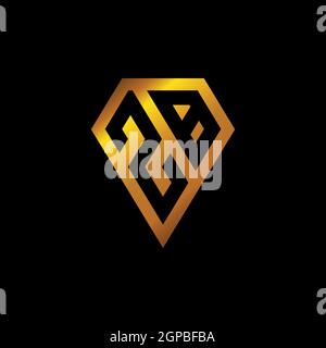 ZB logo with golden diamond shape style vector, monogram geometric golden shape style isolated in black background Stock Vector