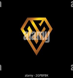 ZS logo with golden diamond shape style vector, monogram geometric golden shape style isolated in black background Stock Vector