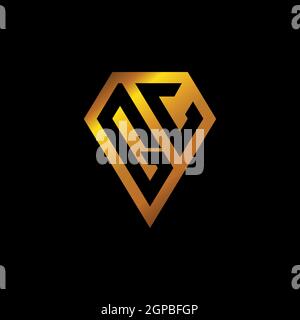 QC logo with golden diamond shape style vector, monogram geometric golden shape style isolated in black background Stock Vector