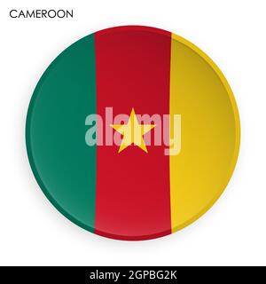 CAMEROON flag icon in modern neomorphism style. Button for mobile application or web. Vector on white background Stock Vector
