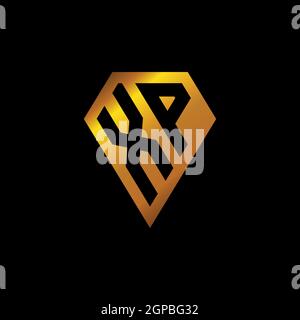 XP logo with golden diamond shape style vector, monogram geometric golden shape style isolated in black background Stock Vector