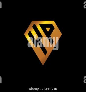 YP logo with golden diamond shape style vector, monogram geometric golden shape style isolated in black background Stock Vector