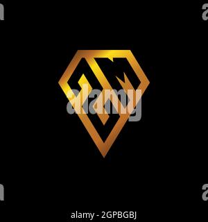ZM logo with golden diamond shape style vector, monogram geometric golden shape style isolated in black background Stock Vector