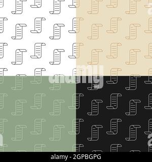 set of seamless patterns with Scroll paper icon. Papyrus paper rolled up. Ornament for decoration and printing on fabric. Design element. Vector Stock Vector