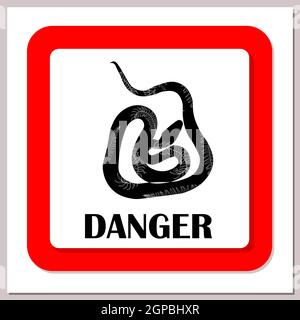 Snake warning sign. Danger,Poisonous snakes Vector illustration Stock Photo