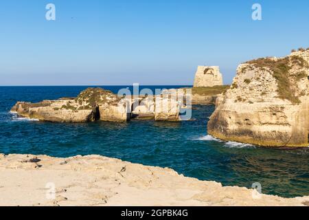 Roca Vecchia, Archaeological site near Torre di Roca Vecchia, Apulia, Italy Stock Photo