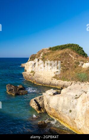 Roca Vecchia, Archaeological site near Torre di Roca Vecchia, Apulia, Italy Stock Photo