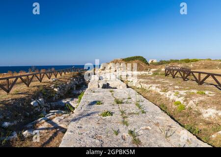 Roca Vecchia, Archaeological site near Torre di Roca Vecchia, Apulia, Italy Stock Photo