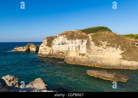 Roca Vecchia, Archaeological site near Torre di Roca Vecchia, Apulia, Italy Stock Photo