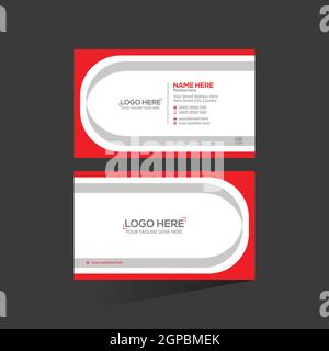 red colored stylish business card Stock Vector