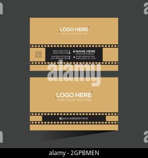 brown and black colored film company business card Stock Vector