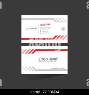 red colored stylish business card Stock Vector