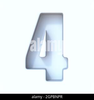  White hole shadow font Number 4 FOUR 3D render illustration isolated on ...
