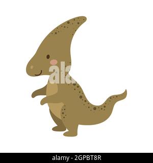Cute baby dino in scandinavian style. Cartoon dinosaurs animal for kids cards, baby shower, t-shirt, birthday invitation, house interior. Bohemian chi Stock Vector