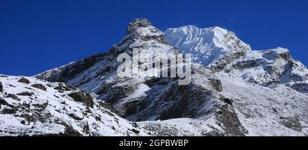 Lobuche East, popular climbing peak in Nepal. Stock Photo