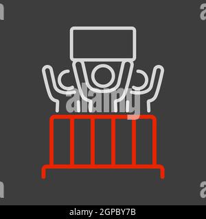 Crowd of people with placard, banners control barrier vector icon ...