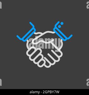 Business handshake, contract agreement outline icon. Graph symbol for your web site design, logo, app, UI. Vector illustration, EPS10. Stock Photo