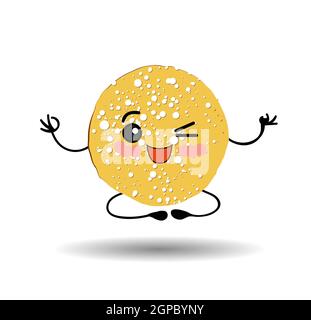 pancake character. Vector illustration isolated on white background. Round flapjack. Pancake week. fritter. Stock Photo