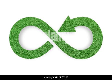 Green grass arrow icon isolated on white background. ecological concept. Stock Photo