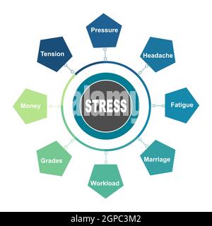Diagram concept with Stress text and keywords. EPS 10 isolated on white background Stock Vector