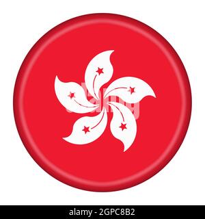 A Hong Kong flag button 3d illustration with clipping path Stock Photo