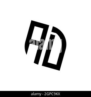 AD logo with golden diamond shape style vector, monogram geometric golden shape style isolated in black background Stock Vector