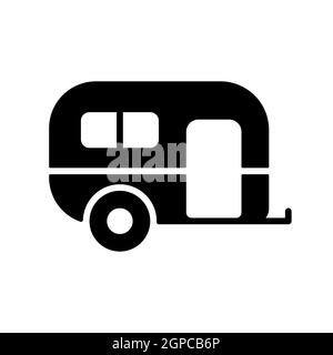 Caravan trailer vector glyph icon. Camping sign. Graph symbol for travel and tourism web site and apps design, logo, app, UI Stock Photo
