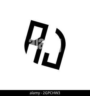 RJ logo with geometric shape vector monogram design template isolated on white background Stock Vector