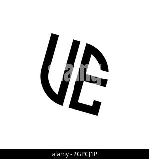 UE logo with geometric shape vector monogram design template isolated on white background Stock Vector