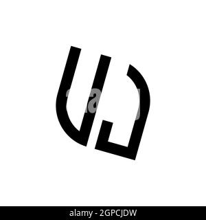 UJ logo with geometric shape vector monogram design template isolated on white background Stock Vector