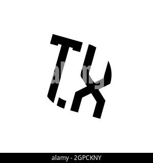 TX logo with geometric shape vector monogram design template isolated on white background Stock Vector