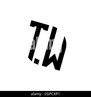 TW logo with geometric shape vector monogram design template isolated on white background Stock Vector