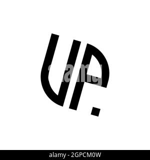 UP logo with geometric shape vector monogram design template isolated on white background Stock Vector