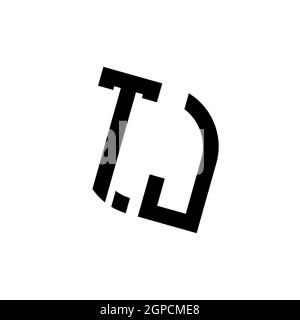TJ logo with geometric shape vector monogram design template isolated on white background Stock Vector