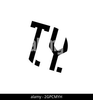 TY logo with geometric shape vector monogram design template isolated on white background Stock Vector