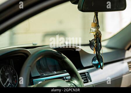 Car interior dashboard detail in a close up shot Stock Photo