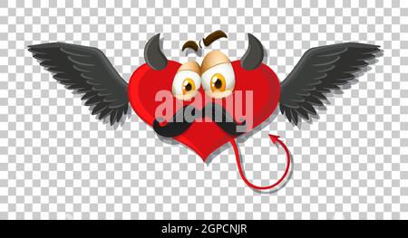 Heart shape devil with facial expression illustration Stock Vector