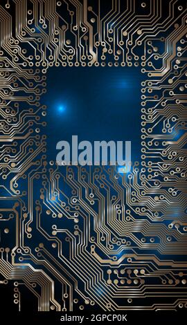 Circuit board background. Technological concept design, light background, space for text, copy space. Electronic computer technology, digital chip, an Stock Vector