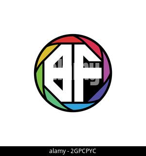 BF Monogram Logo Letter Geometric Polygonal lens rainbow, geometric circle rounded shape style Stock Vector