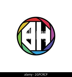 BH Monogram Logo Letter Geometric Polygonal lens rainbow, geometric circle rounded shape style Stock Vector