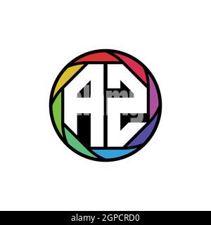 AZ Monogram Logo Letter Geometric Polygonal lens rainbow, geometric circle rounded shape style Stock Vector