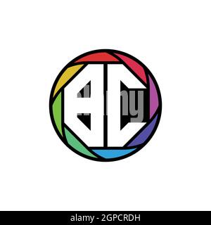 BC Monogram Logo Letter Geometric Polygonal lens rainbow, geometric circle rounded shape style Stock Vector
