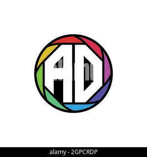 AO Monogram Logo Letter Geometric Polygonal lens rainbow, geometric circle rounded shape style Stock Vector