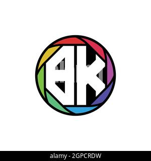 BK Monogram Logo Letter Geometric Polygonal lens rainbow, geometric circle rounded shape style Stock Vector