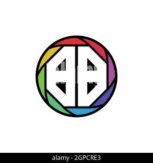 BB Monogram Logo Letter Geometric Polygonal lens rainbow, geometric circle rounded shape style Stock Vector