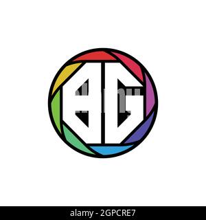 BG Monogram Logo Letter Geometric Polygonal lens rainbow, geometric circle rounded shape style Stock Vector