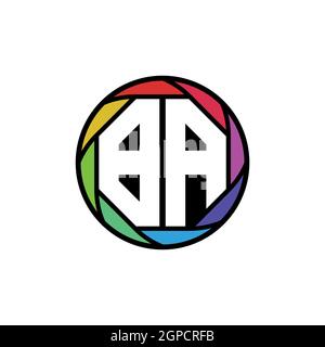 BA Monogram Logo Letter Geometric Polygonal lens rainbow, geometric circle rounded shape style Stock Vector